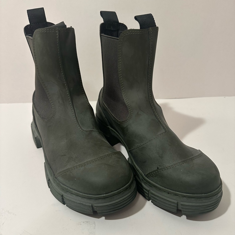 GANNI Green Rubber Rainboots - Size 38